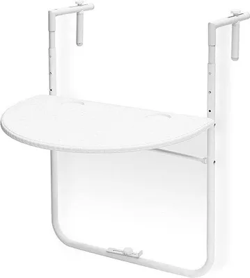 Produktbild von Hängende Balkontisch - Inklappbarer Balkontisch - Tisch Für Balkon - Weerbeständiger Balkonmobel - Weiß - Metall - 2-teilig