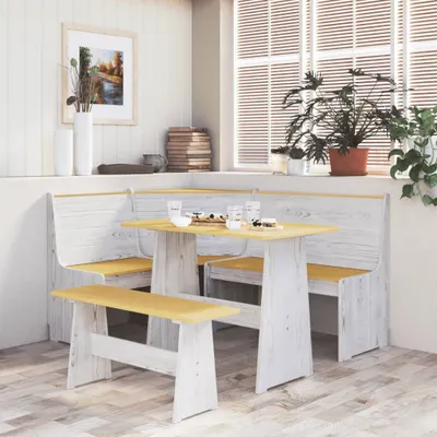 Obrázek produktu pro The Living Store Rohová lavice 151 cm medově hnědá a bílá z masivního borovicového dřeva