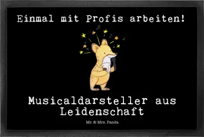 Produktbild von Mr. & Mrs. Panda Türmatte Musicaldarsteller Leidenschaft 50 x 75 cm - Schwarz - Geschenk, Schmutzfänger, Schmutzmatte, Fußabtreter, Fussmatte, hausmatte, fußmatte
