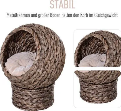 Produktbild von Pawhut PawHut Katzenbett, Katzenbett mit Kissen, Katzenhöhle, Bananenblatt D30-105