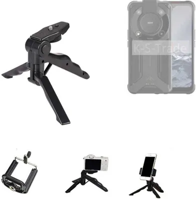Produktbild von K-S-Trade Stativ Tisch-Ständer Dreibein Handy-Stativ Ständer kompatibel mit AGM Glory Mini-Stativ Smartphone Tripod Handy-Stativ aus Plastik schwarz