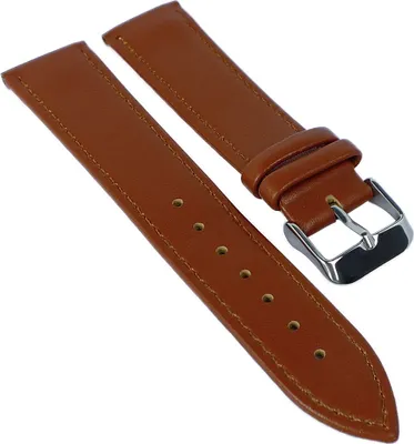 Produktbild von Minott > Uhrenarmband Leder glatt flach braun  Leder > Ton-in-Ton-Naht, Stegbreite:20mm, Schließe:Silbern