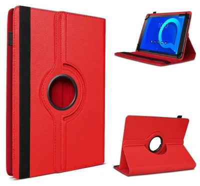Produktbild von Tablet Hülle für Telekom T Tablet Tasche Schutzhülle Case 360 Grad Drehbar CoverFarbe 360 Uni:Rot