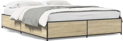 Produktbild von vidaXL Bettgestell Sonoma-Eiche 150x200 cm Holzwerkstoff und Metall