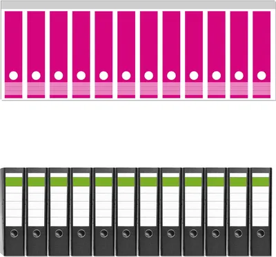 Produktbild von Wallario 12 Stück breite Ordner inkl. Klebeetiketten mit Motive Pink -  Set mit Rückenschildern / Ordnerrücken Stickern