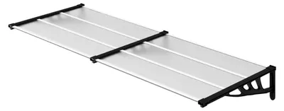 Produktbild von Türvordach Überdachung Haustür Pultvordach Regenschutz Schwarz Transparent 239x90cm Polycarbonat