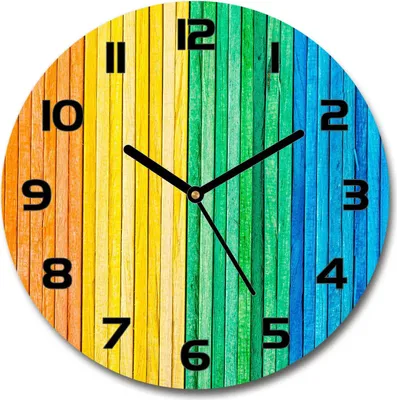 Produktbild von Wanduhr aus Glas 30fi Glasbild Glasuhr Gehärtetes Glas - schwarze-zeiger - Colored stripes