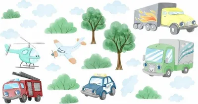 Produktbild von Wandtattoo Autos, Flugzeuge, mit umweltfreundlichen, geruchsneutralen Druckfarben - Wandsticker, Wandaufkleber Kinder 150 x 250 cm