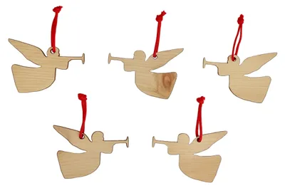 Produktbild von Christbaumschmuck Holzschmuck 5-er Set Engel, Stern, Hirsch, Schneeflocke, Glocke, Herz V-40.10-015