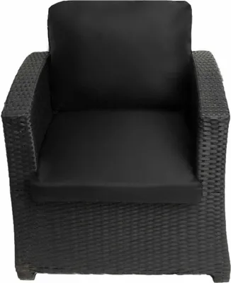Image de 1 x Coussin d'assise en polycarbonate 56x52x7+56x50 Coussin de dossier extérieur pour chaises de jardin Coussin de jardin sur rotin noir