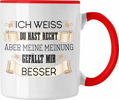 Produktbild von Trendation - Lustiges Geschenk für Männer Frauen Tasse Besserwisser Geschenkidee Lustige Tasse mit Spruch (Rot)