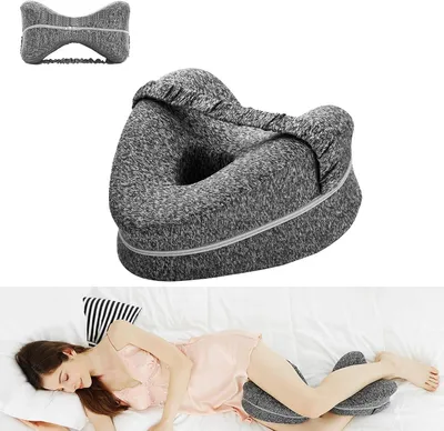 Imagen del producto de Almohada ortopédica para las piernas, fabricada en espuma viscoelástica, con forma ergonómica, de 22x18x12 cm, ideal para personas que duermen de lado