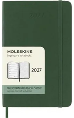 Produktbild von Moleskine 12 Monate Wochen Notizkalender 2027, Pocket/A6, 1 Wo = 1 Seite, rechts linierte Seite, Weicher Einband, Myrtengrün