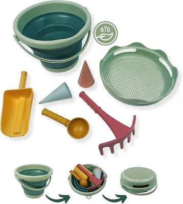 Produktbild von Famanu Sandspielset 7-in-1 - Nachhaltige Sandspielzeuge mit biologischen Werkzeugen