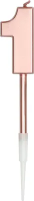Immagine prodotto di Numero candela su bastone oro rosa 1