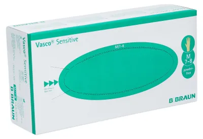 Produktbild von 10x Vasco® Sensitive, Latex Untersuchungshandschuhe, puderfrei,M - B07K8S6GNP | Packung (100 Handschuhe)