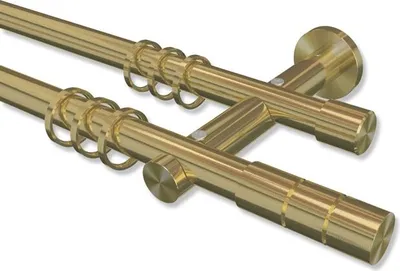 Produktbild von Interdeco Gardinenstange, Vorhangstange Messing-Optik Modell Platon Elanto, 20 mm Ø 2-läufig, 120 cm