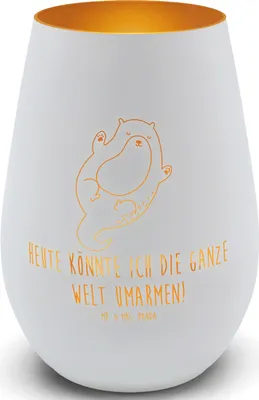 Produktbild von Mr. & Mrs. Panda Laterne Otter Umarmen - Weiß - Geschenk, glücklich, Teelichthalter, teelichtglas, Kerzenglas, Windlicht Glas, Optimistisch, gut Gelaunt, Seeotter See