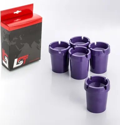 Produktbild von 5x Aschenbecher Sturmaschenbecher rauchfrei Getränkehalter lila Kunststoff