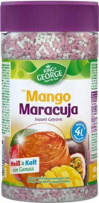 Produktbild von KING GEORGE Mango Maracuja Instant Teegetränk 400g Dose Krümeltee Ergibt ca. 4L