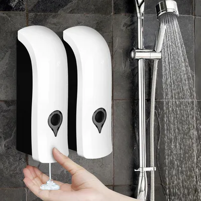 Obrázok produktu pre Dávkovač mydla sada 2 ks, 300 ml, do kúpeľne, biela, bez vŕtania