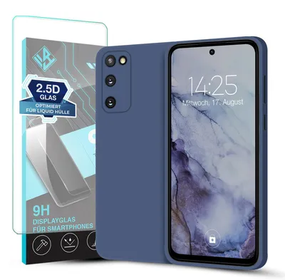 Produktbild von Hülle für Samsung Galaxy S20 FE mit 9H Displayglas Displayschutz Case Cover Bumper Smartphone Softgrip Schutzhülle Farbe: Lavendelblau