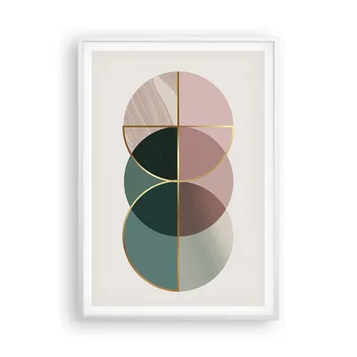 Produktbild von Gerahmtes Poster - Weißer Rahmen - Abstraktion Räder Minimalismus - 70x100 cm - Wand Bild - Wanddeko - Wandbilder - Kunstposter - Wandposter - Bilderrahmen - Bilder - Kunstdruck - P2WPA70x100-4399