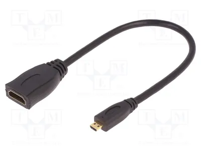 Produktbild von 1x Kabel 200mm HDMI 1.4 HDMI Buchse,HDMI Mikrostecker schwarz 50399 HDMI,- DVI-,
