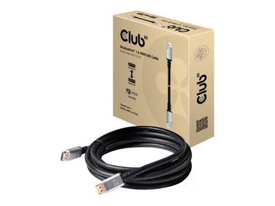 Zdjęcie produktu dla CLUB3D DisplayPort 1.4 HBR3 8K Cable M/M 4m /13.12ft, 4 m, DisplayPort, DisplayPort, Męska, Męska, 7680 x 4320 px