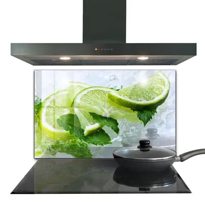 Produktbild von Spritzschutz aus Glas Küchenrückwand - Wandschutz für Herd und Spüle - 100x70 cm - Zitrusfrüchte Erfrischung Limetten