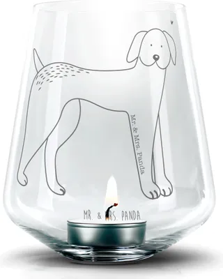 Produktbild von Mr. & Mrs. Panda Teelichthalter Hund Dogge - Transparent - Geschenk, Hunde, Kerzenhalter, Kerzenglas, Windlicht Glas, Herz, Laterne, gravur, Sprüche, Niedlich