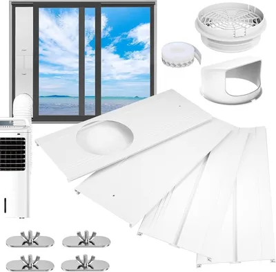 Obrázok produktu pre Tesnenie pre klimatizáciu – Mobilná klimatizačná súprava – Udržiavanie chladu – Univerzálna adaptér – 108-154 cm – Biela