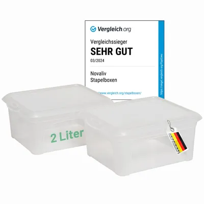 Produktbild von 2x Aufbewahrungsbox 2l transparent mit Deckel - Stapelbox klein Plastikbox Kunststoff plastic storage Box multibox 20cm