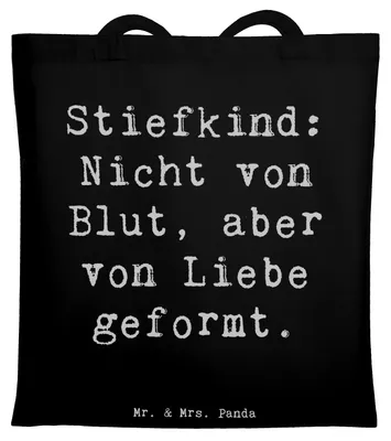 Produktbild von Mr. & Mrs. Panda dokumententasche Spruch Stiefkind von Liebe - Schwarz - Geschenk, Bindung, Familie, Geschenke, Familienliebe, Uni Tasche, Patchworkfamilie, Jutebeutel