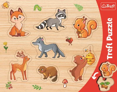 Obrázok produktu pre Trefl, obrysové puzzle s podstavcom, vysúvacie puzzle, les, pre deti od 2 rokov