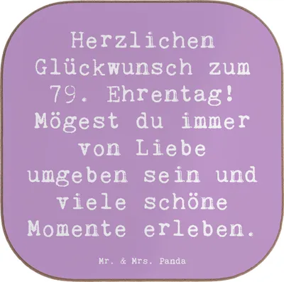 Produktbild von Mr. & Mrs. Panda Untersetzer für Gläser Spruch 79. Geburtstag Glückwünsche - Lavendeltraum - Geschenk, Liebe, Coaster, gläseruntersetzer, Tasse, handgefertigte Produkte
