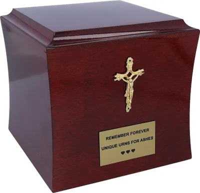 Produktbild von Bestattungsurne Mit Kreuz. Holzurne Für Menschliche Asche