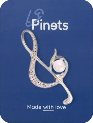Produktbild von PINETS Silberne Violinschlüssel-Brosche mit Zirkonen