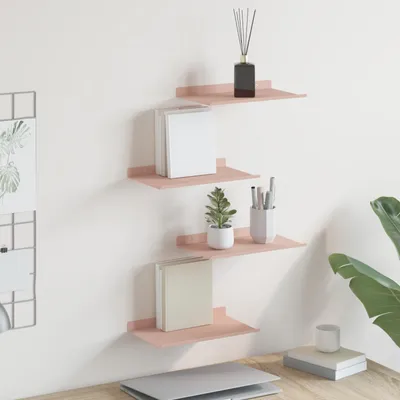 Obrázek produktu pro Maison Exclusive – Plovoucí police, 4 kusy, barva růžová, rozměry 30 x 18 x 2,5 cm, materiál: ocel