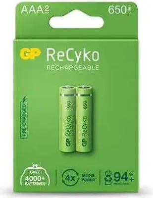 Produktbild von GP Recyko 650. 2 Stck wiederaufladbare AAA-Batterien