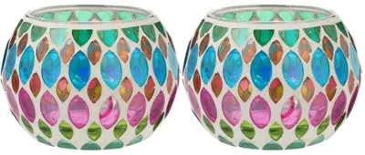 Produktbild von Set aus 2 handgefertigten Glas-Mosaik-Kerzenhaltern
