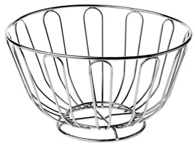 Obstschale aus Drahtgeflecht, rund, 24 cm, Chrom, silber