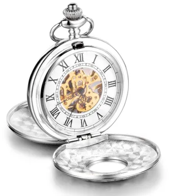 Immagine prodotto di Orologio da tasca meccanico - Stile retrò e vintage - Lunga catena da 80 cm - Acciaio inossidabile - Impermeabile - Orologio