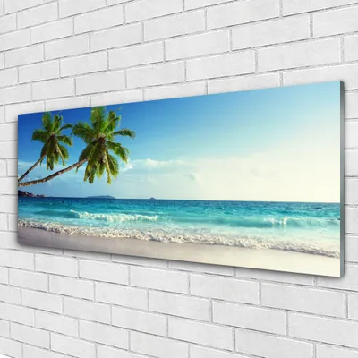 Produktbild von Acrylglasbilder 125x50 Wandbild Druck Palmen Strand Meer Landschaft