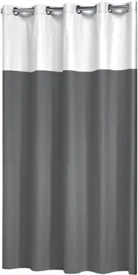 Produktbild von Unyqoos® Textil-Duschvorhang 180 x 200 cm, beidseitig nutzbar – 67% Polyester/33% Baumwolle, wasserabweisend, 12 Ösen, Gewichtssaum & verstärkte Oberkante