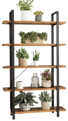 Zdjęcie produktu dla Półka na książki, 5-poziomowa – wolnostojąca – styl vintage, industrialny – wymiary: 33,5 x 105 x 177,5 cm