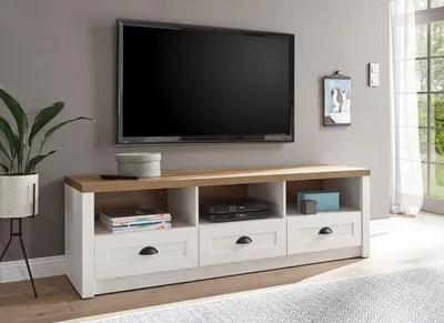 Produktbild von Landhaus Lowboard TV-Board Wohnzimmer Provence 160cm pinie weiß eichefarben hell