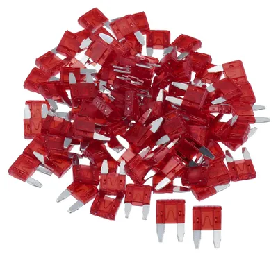 Flachsicherungen 10A, 100 Stück, Kurzschlussschutz, Rot