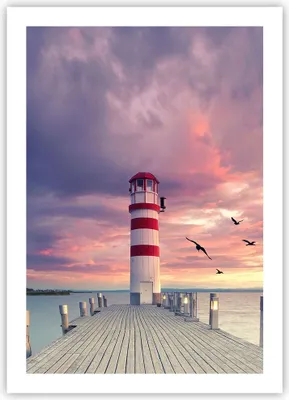 Produktbild von Poster - Poster ohne Rahmen - Laterne Meer Küste - 50x70 cm - Wand Bild - Wanddeko - Wandbilder - Kunstposter - Wandposter - Bilder - Kunstdruck - Wanddekoration - Wandbild - P2XPA50x70-4978