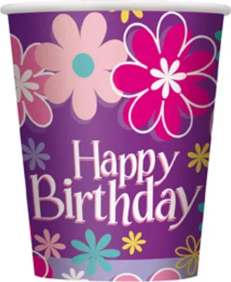 Produktbild von 8 Pappbecher Happy Birthday - Einheitsgröße